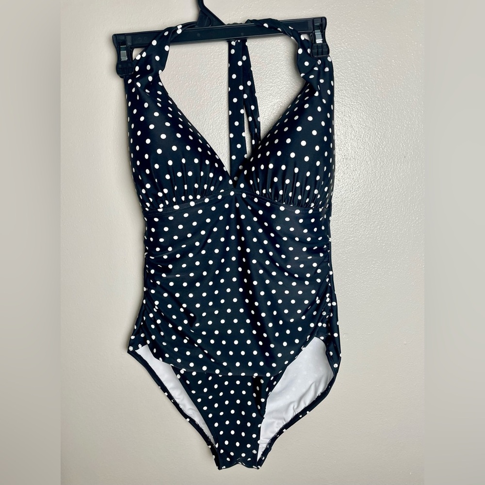 Lauren Ralph Lauren Black and White Polka Dot Swimsuit